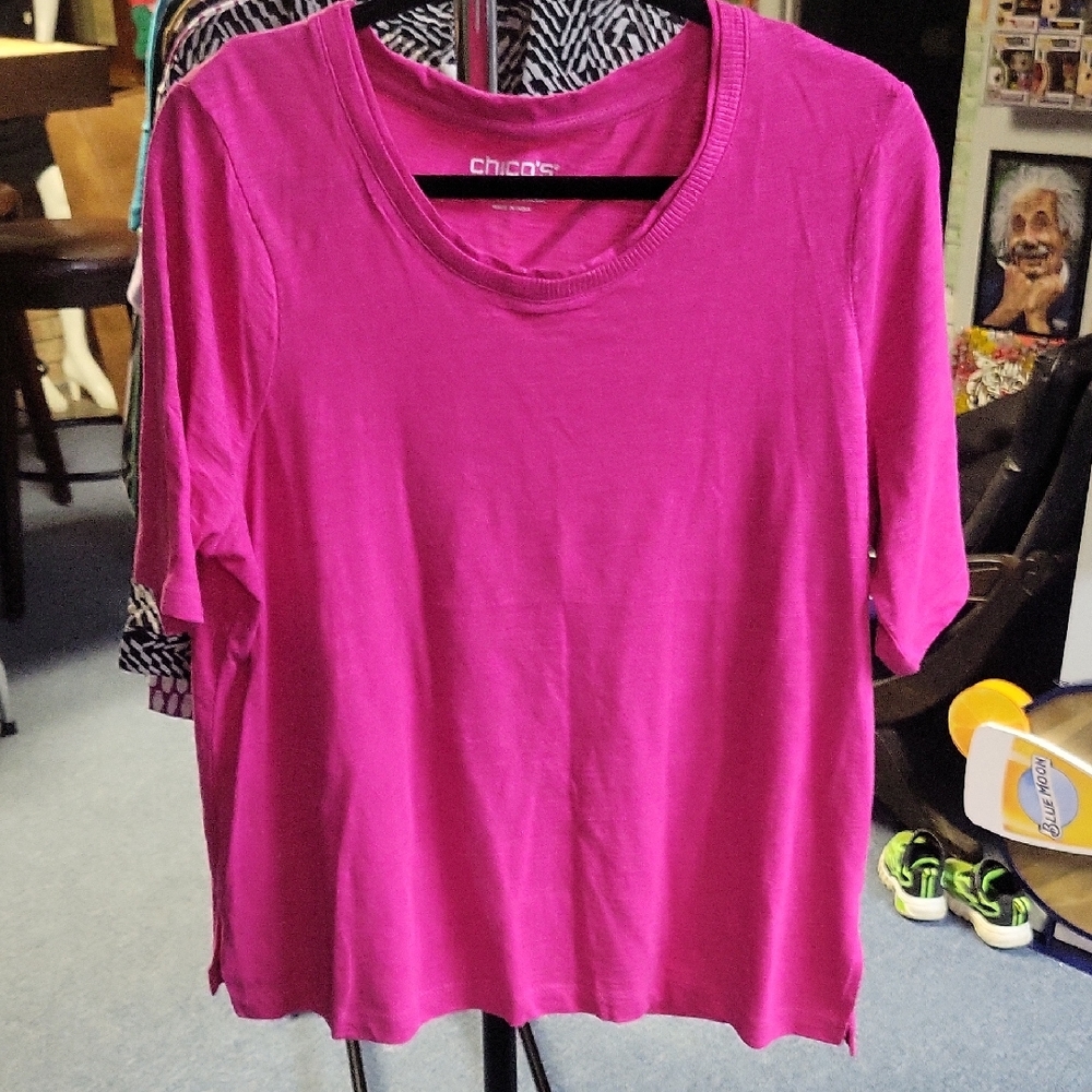 Chico's Vibrant Pink Short Sleeve Tee